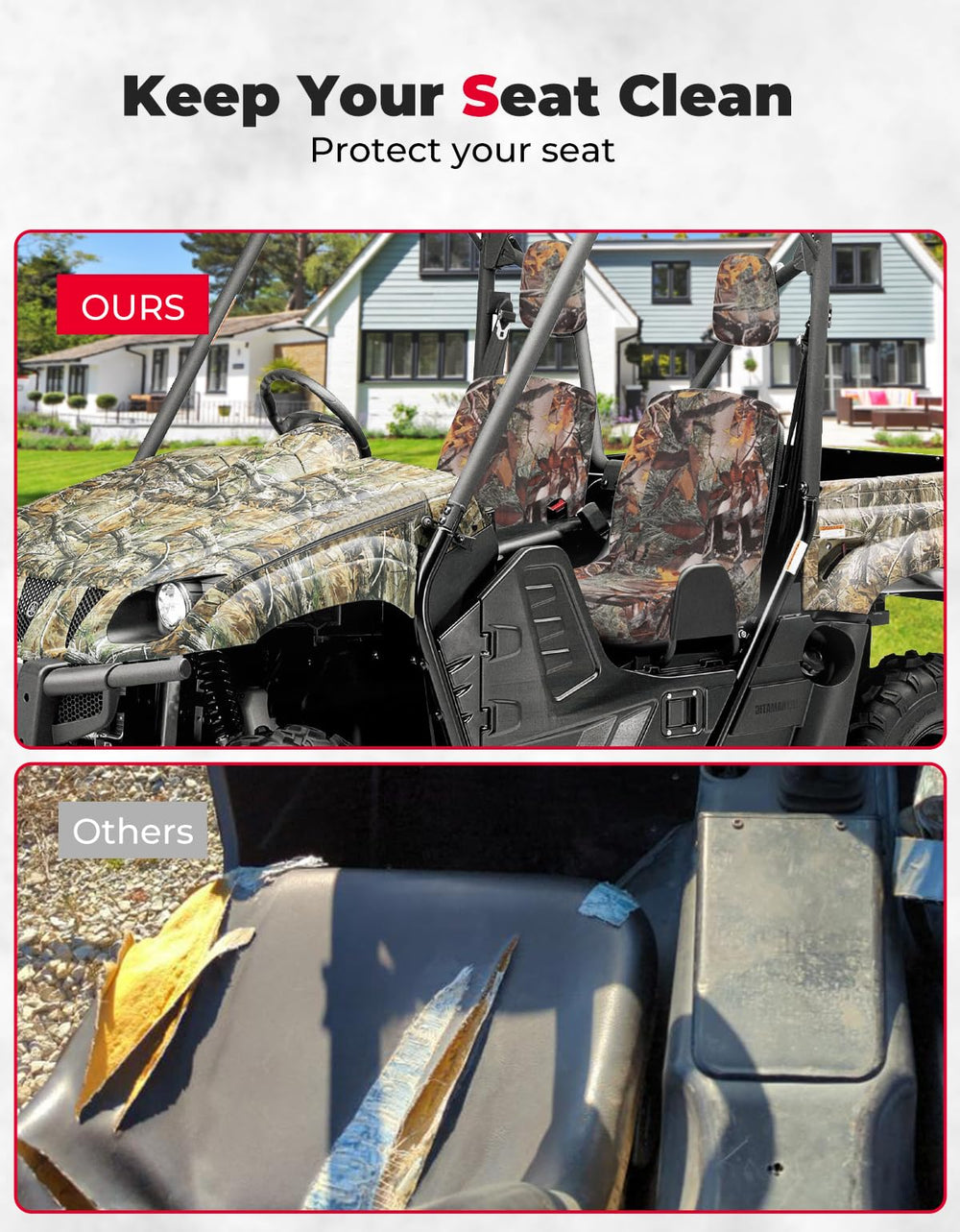 KEMIMOTO UTV seat cover 900D fabric offers durable protection and easy cleaning
