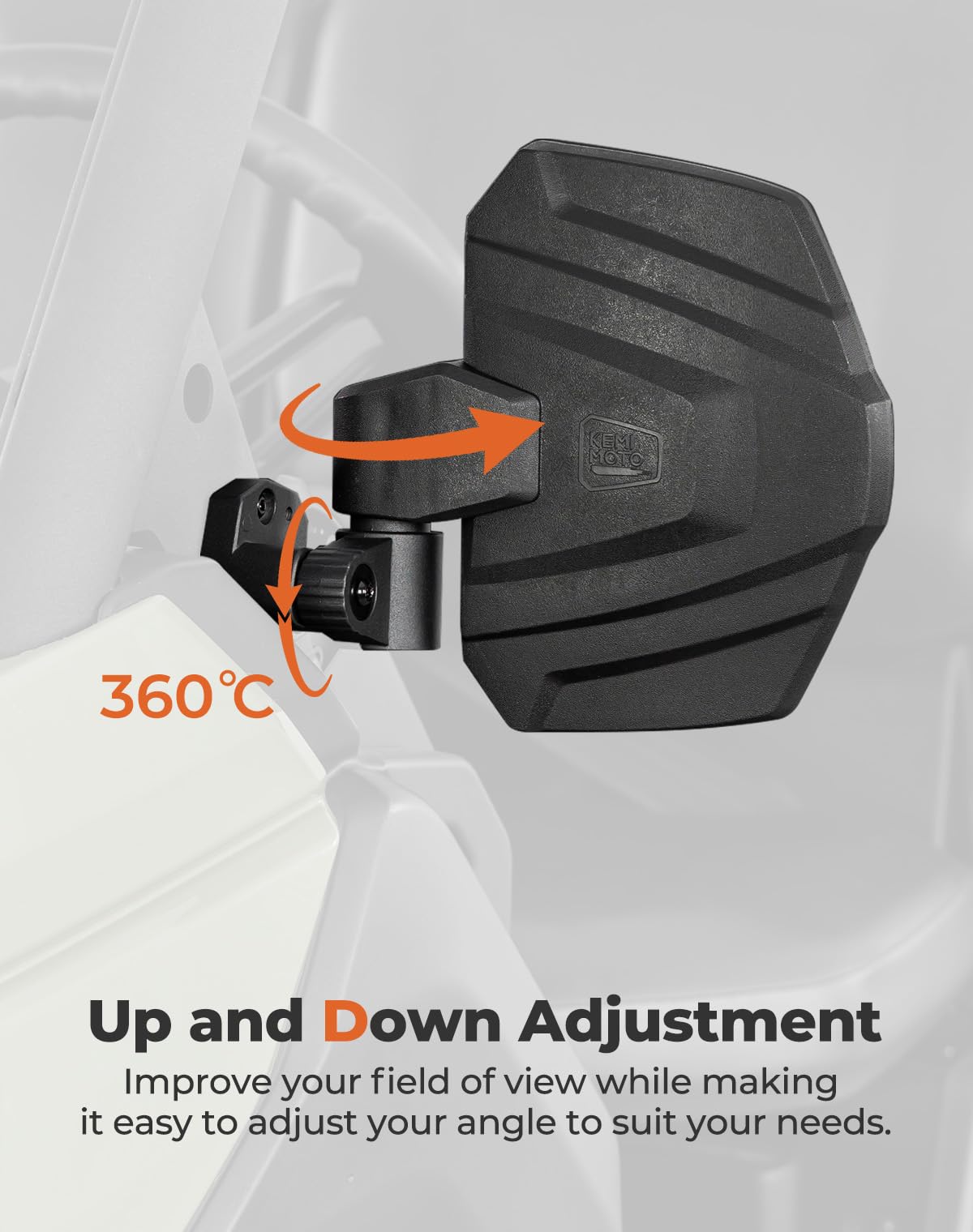 KEMIMOTO Defender HD7 mirror with adjustable angle for safer lane changes
