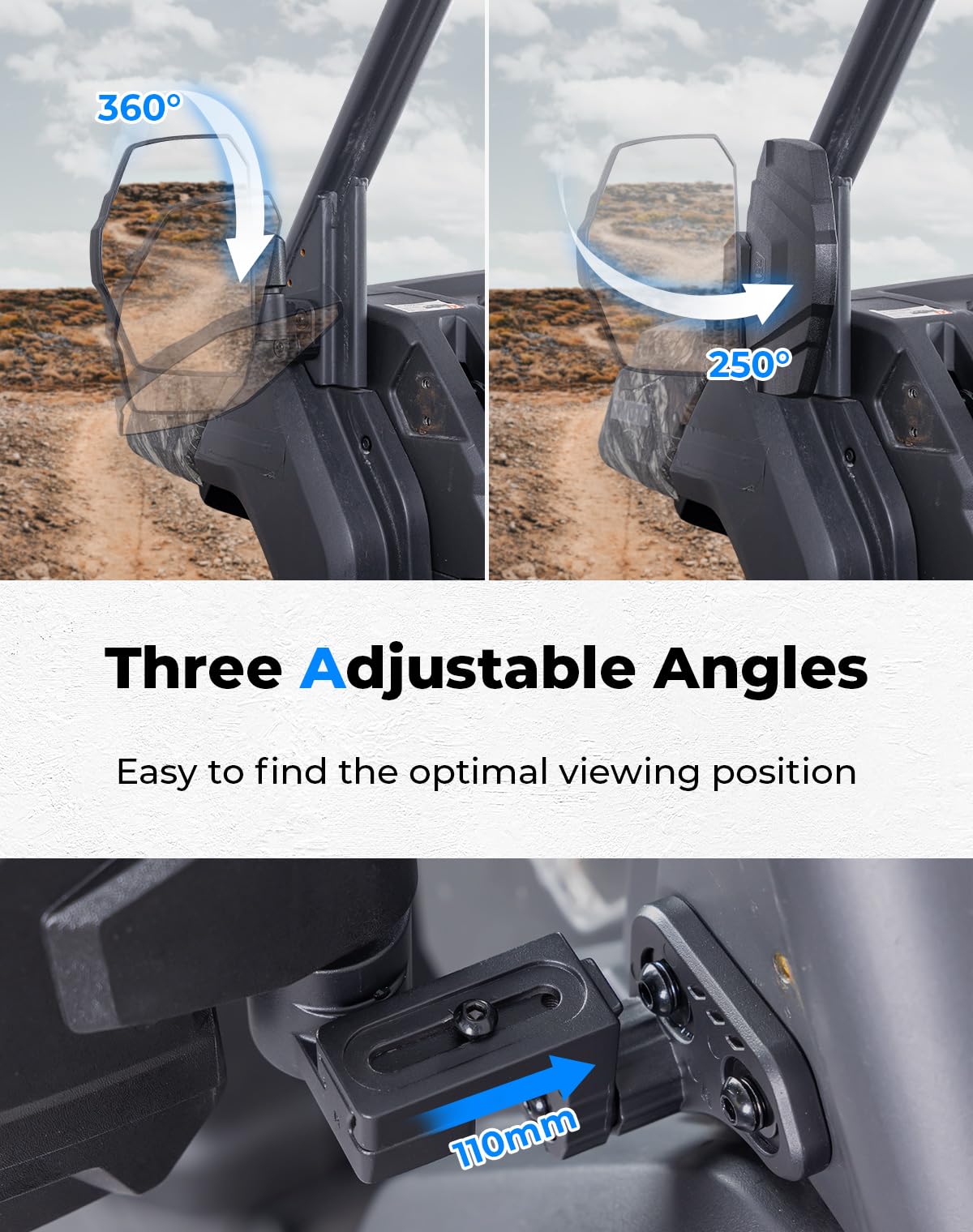 KEMIMOTO telescoping mirror extends 2.4-4.3 inches, reduces blind spots