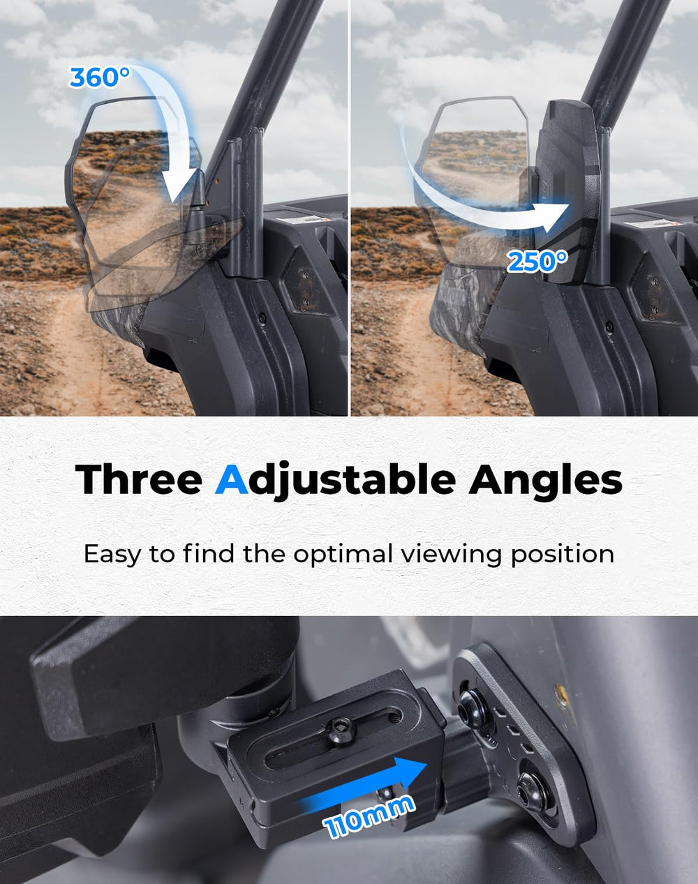 KEMIMOTO telescoping mirror extends 2.4-4.3 inches, reduces blind spots
