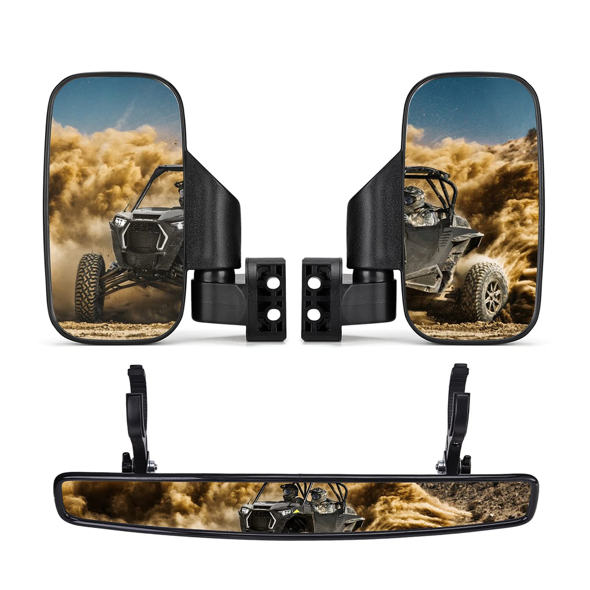 KEMIMOTO UTV side mirror left wide view improves trail visibility