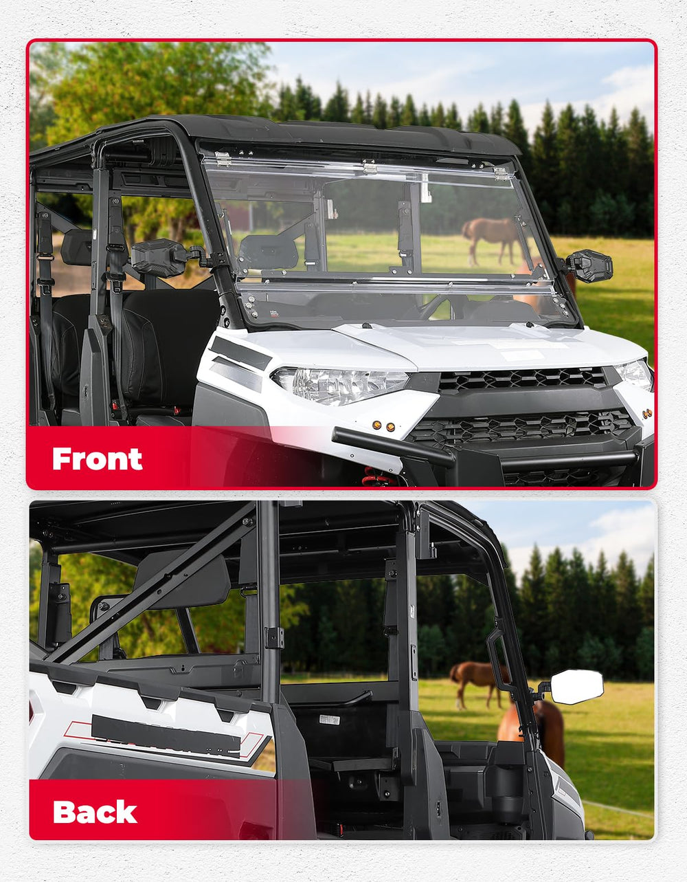 KEMIMOTO UTV rear view enhances awareness behind you on the trail.