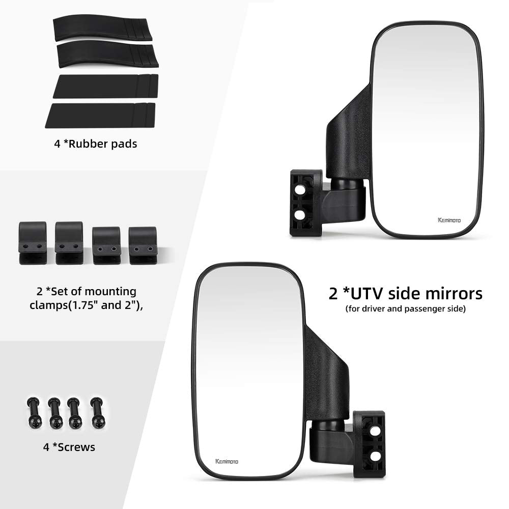 KEMIMOTO UTV side mirror right wide view for safer trail driving