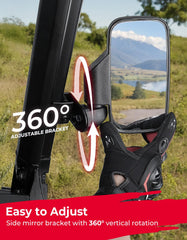 KEMIMOTO UTV mirror in tough ABS housing resists impacts on rough trails