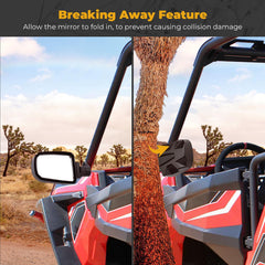 KEMIMOTO UTV side mirrors dual folding lock prevent wobble at high speeds.