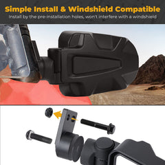KEMIMOTO UTV side mirrors easy installation onto roll bar without drilling.
