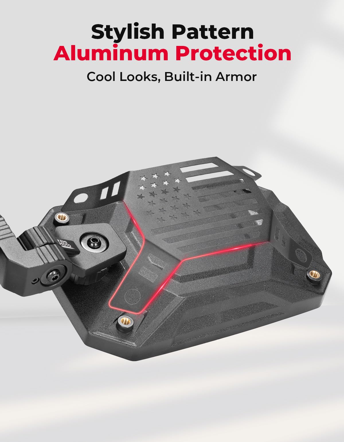 KEMIMOTO folding-design mirrors protect during tight trail passages and docking