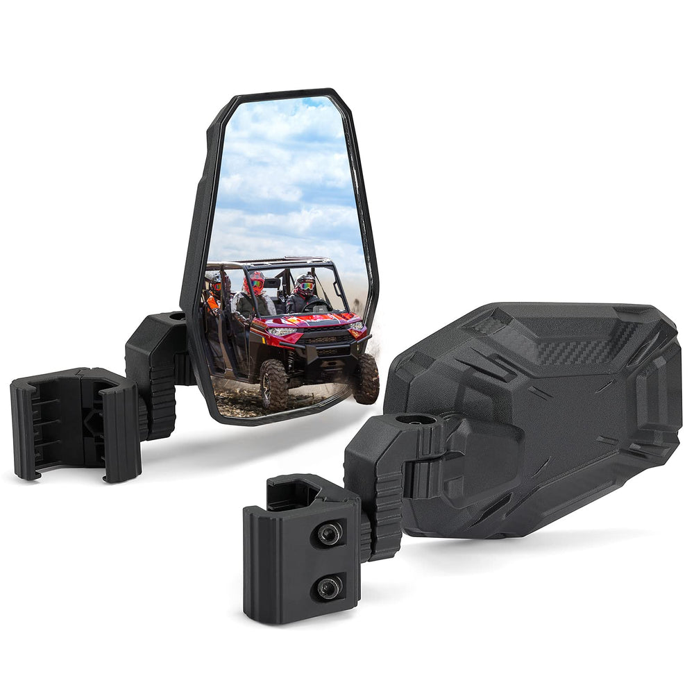 KEMIMOTO UTV side mirrors with Pro-Fit cage for Polaris and Can-Am vehicles.