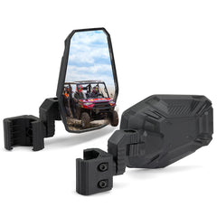 KEMIMOTO UTV side mirrors with Pro-Fit cage for Polaris and Can-Am vehicles.