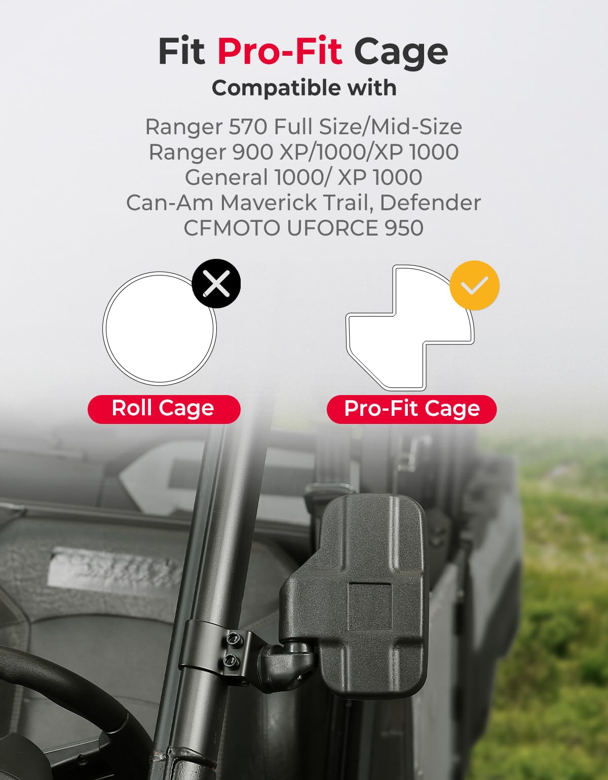 KEMIMOTO UTV mirror features shatter-proof lens for safer off-road use
