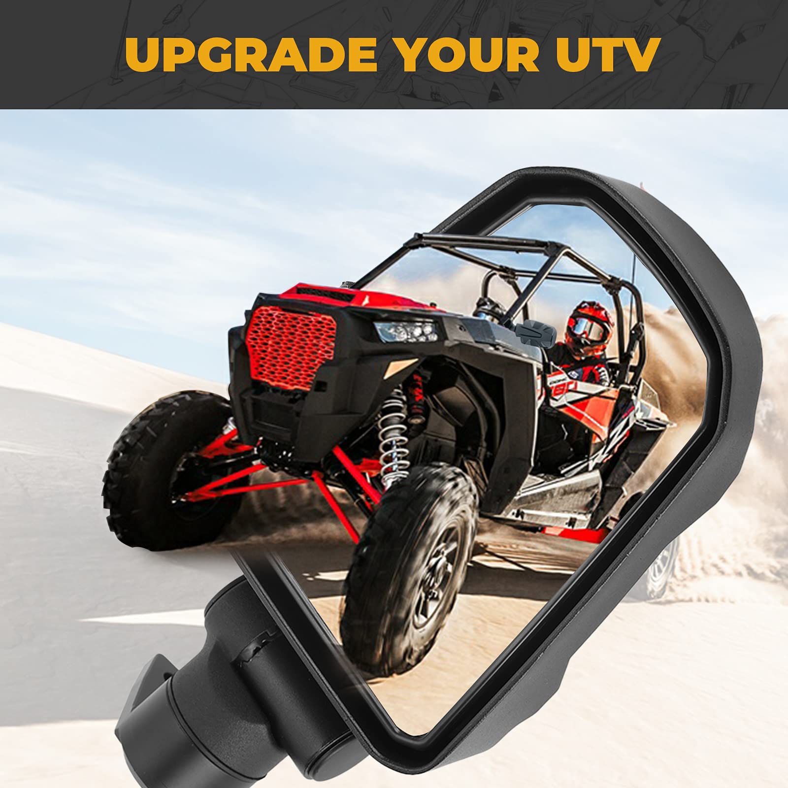 KEMIMOTO UTV side mirrors wide field view improves situational awareness.