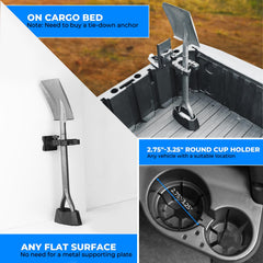 KEMIMOTO UTV tool holder mounted in cargo bed area for larger items