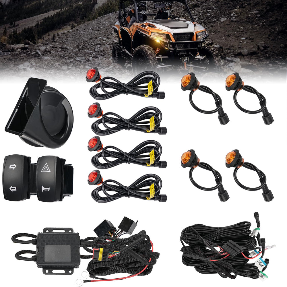 KEMIMOTO UTV turn signal kit with 110dB horn for clear roadside signaling