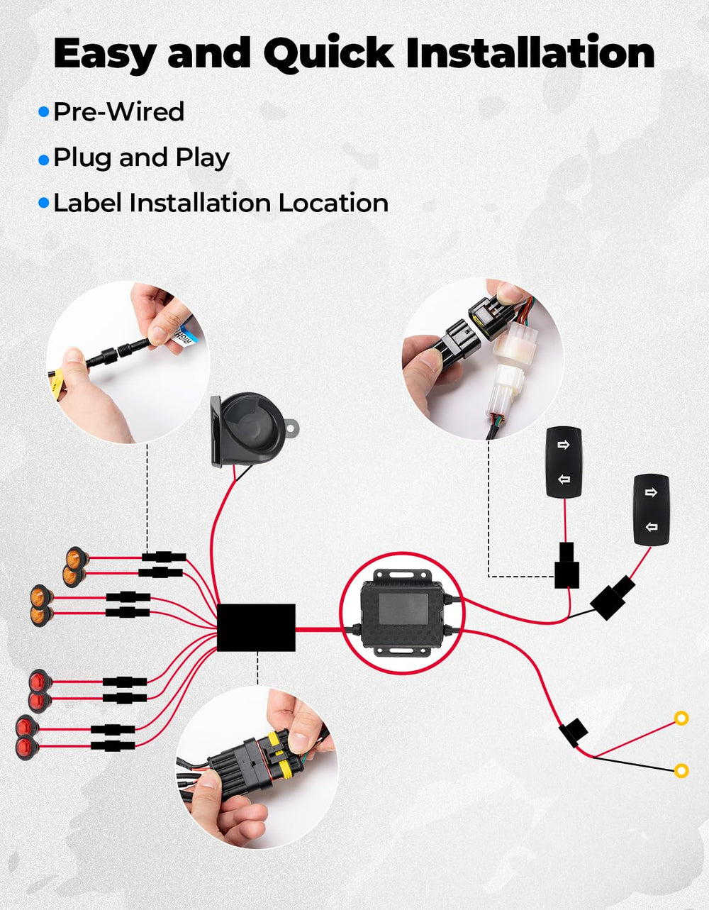 KEMIMOTO prewired harness for fast, plug-and-play installation on UTVs