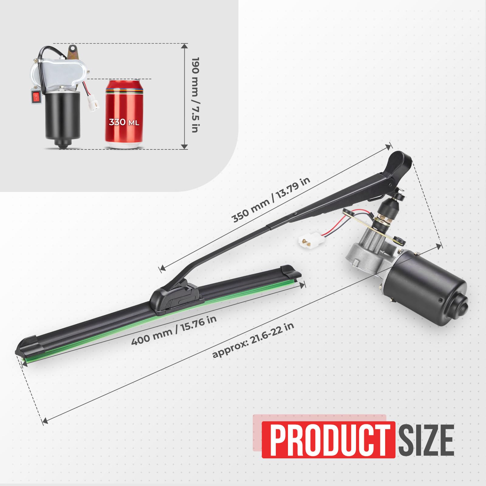 KEMIMOTO UTV windshield wiper blade provides wide 16-inch sweep for broad visibility