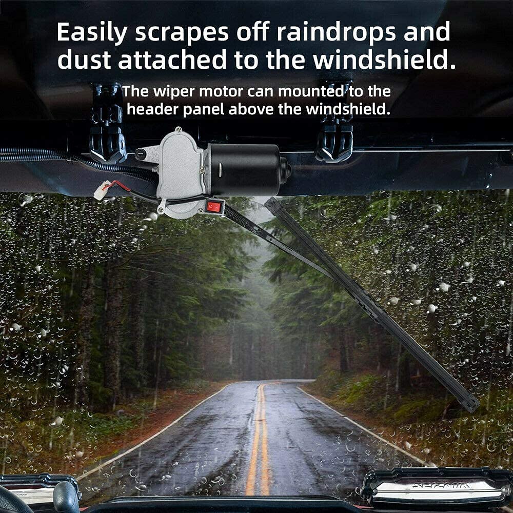 KEMIMOTO UTV windshield wiper with 90-degree sweep improves visibility in tight lines