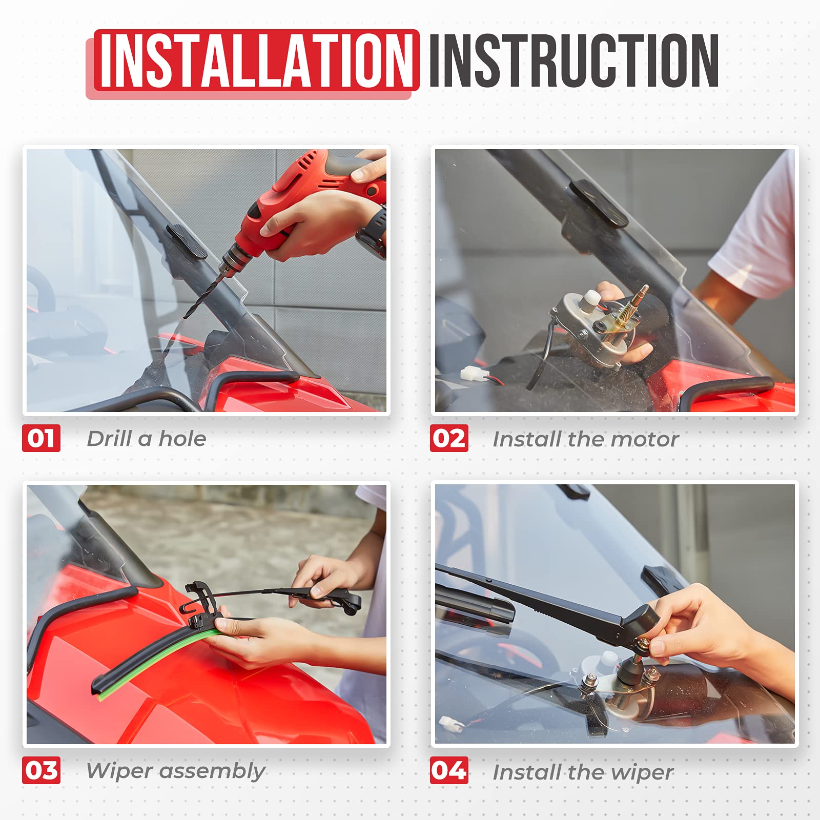 KEMIMOTO wiper-arm attachment on UTV enables secure, adaptable mounting
