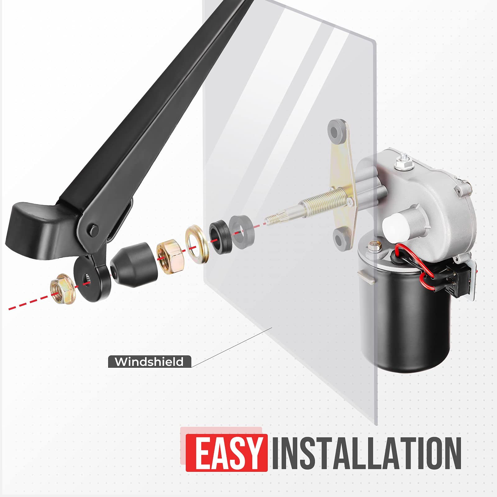KEMIMOTO header-panel mount keeps the UTV windshield wiper within easy reach