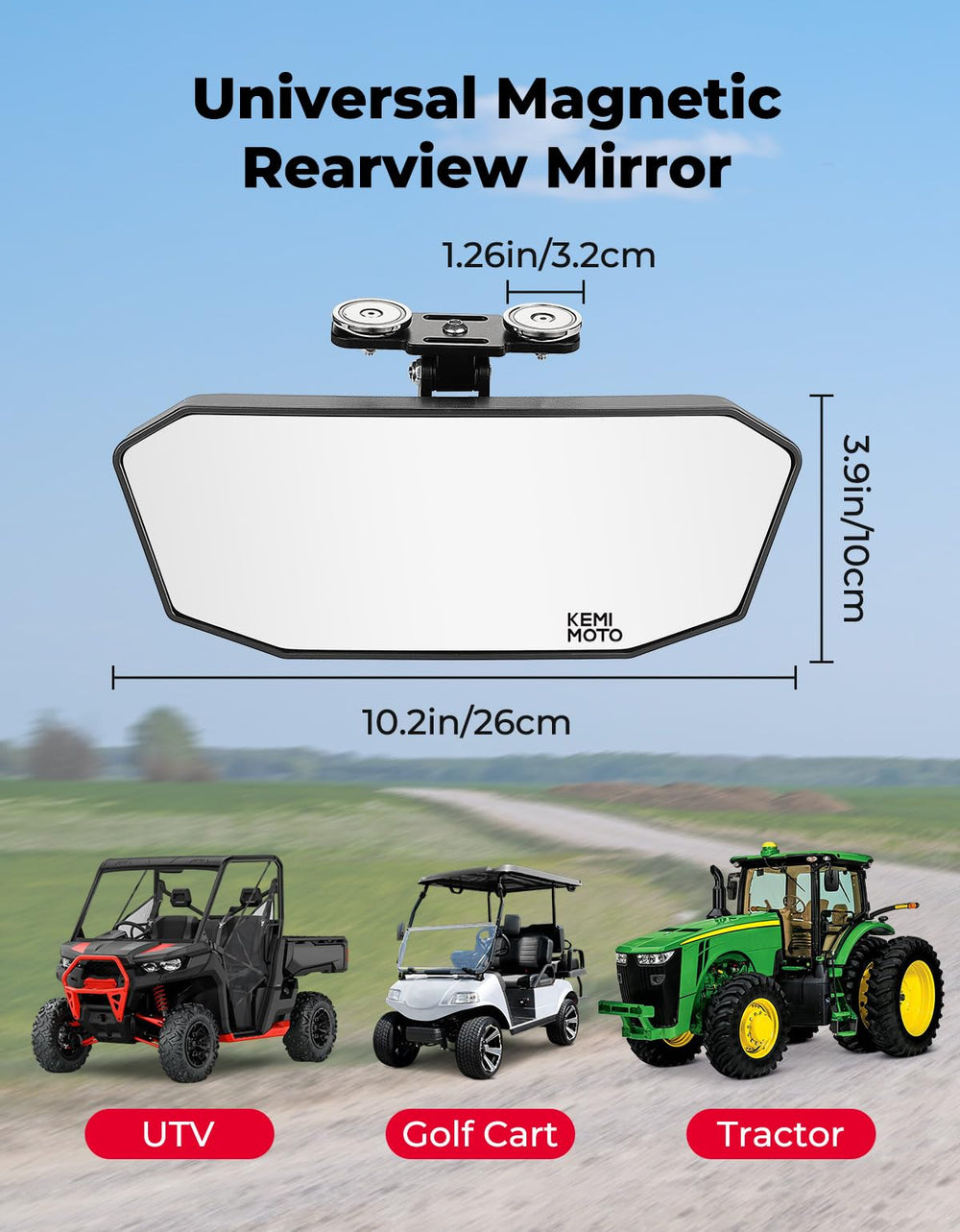 KEMIMOTO wide-angle convex mirror helps reduce blind spots.