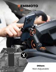 KEMIMOTO X3 clamp fits 2 to 3.4 inch phones with cases.