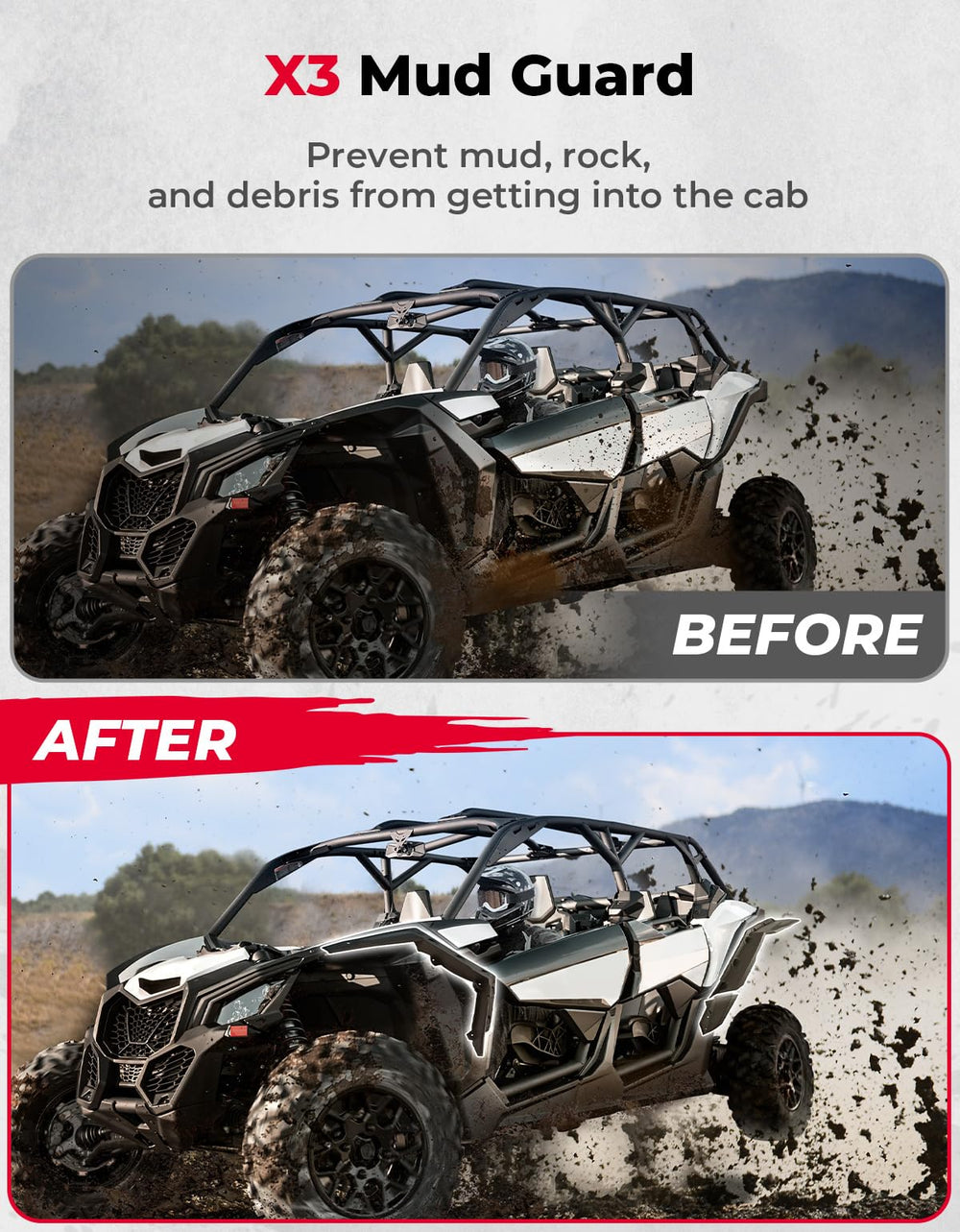 KEMIMOTO X3 fender flare side profile with extended coverage