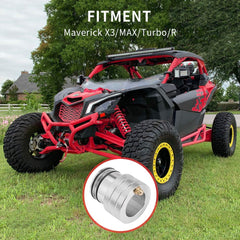 In-use view of Kemimoto X3 greaser fitting onto wheel hub for greasing