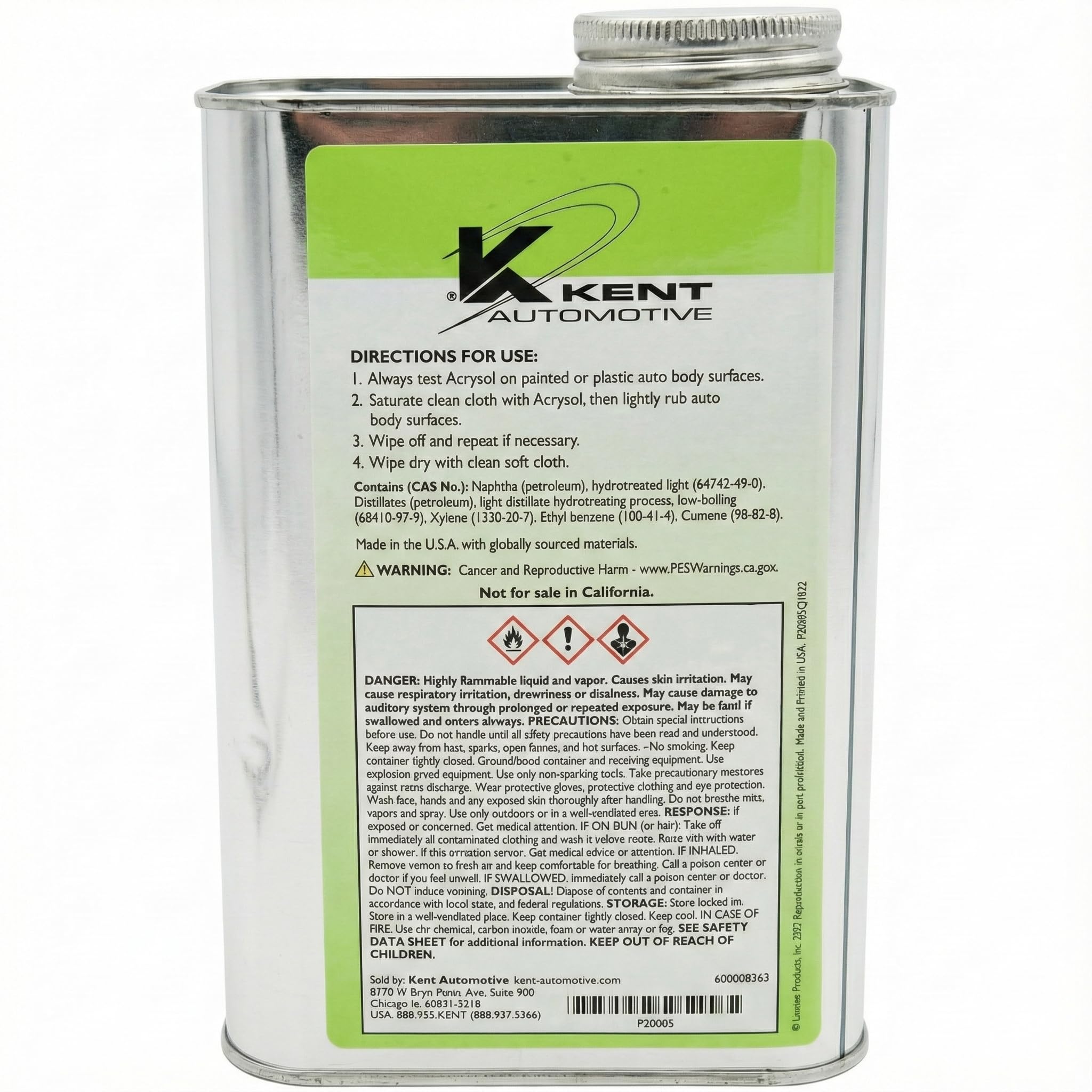 Kent Automotive ACRYSOL bottle cap closed for controlled application