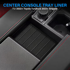 Kentuto center console tray liner for Toyota Sequoia blends with interior aesthetics.