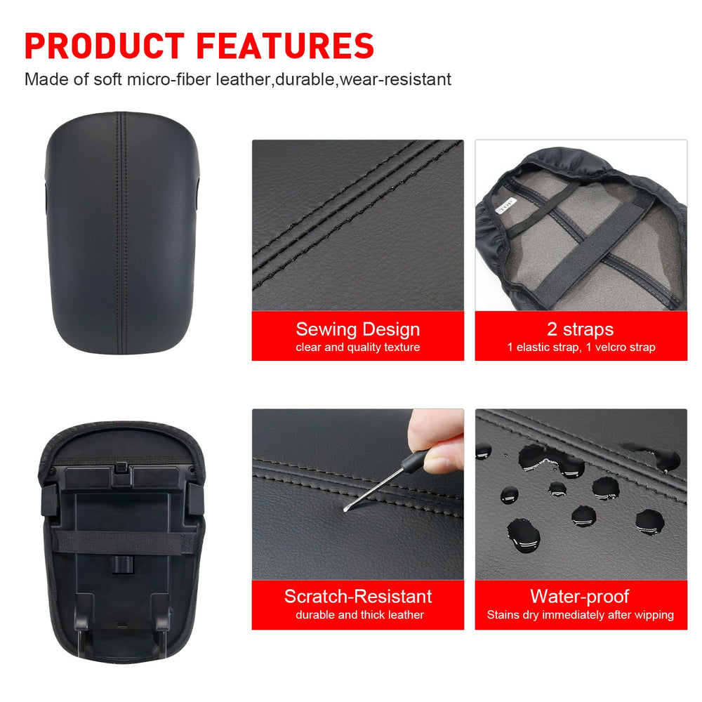 Kentuto Mustang console cover waterproof material shields against spills.