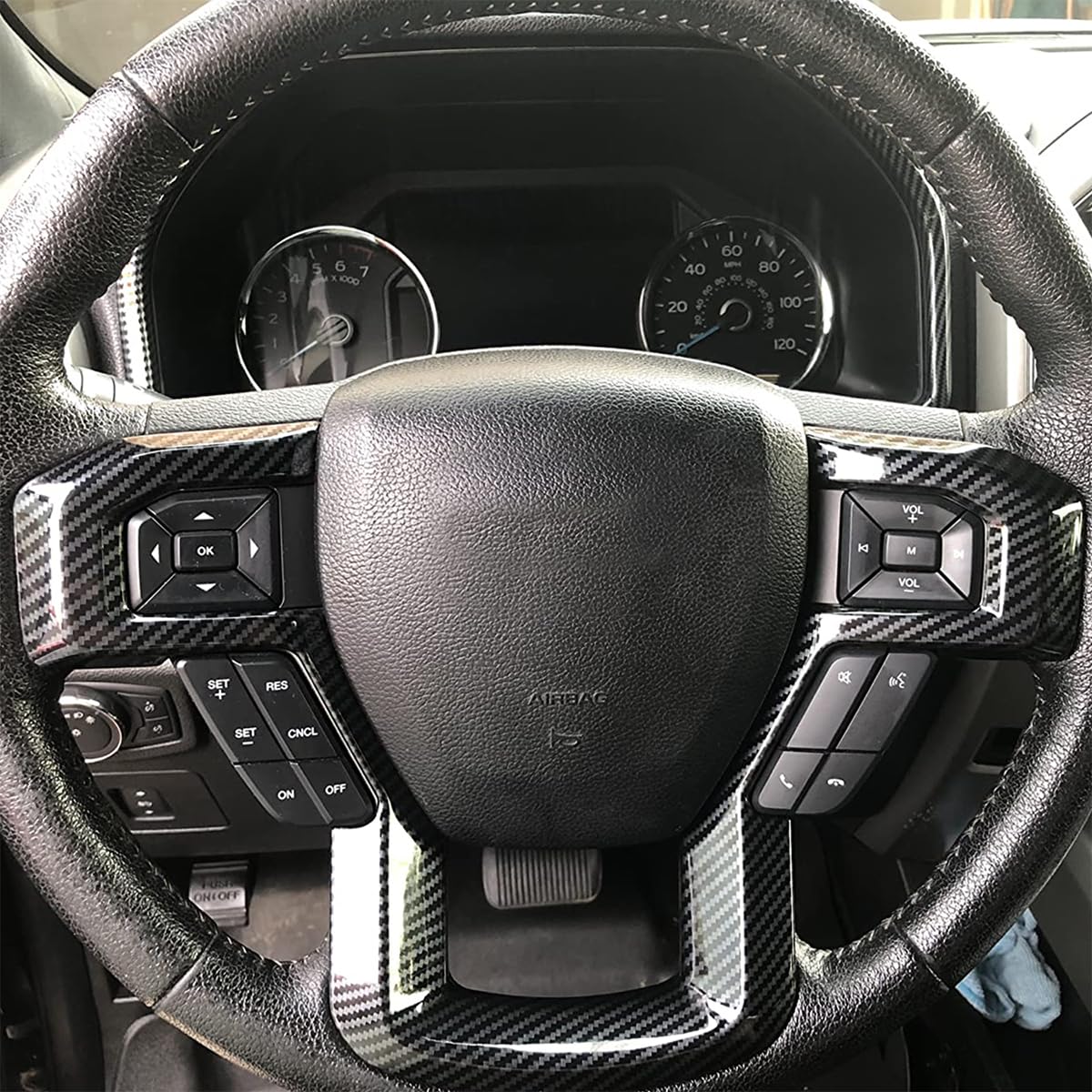 Keptrim F-150 carbon fiber look trim fitment highlights interior upgrade potential.