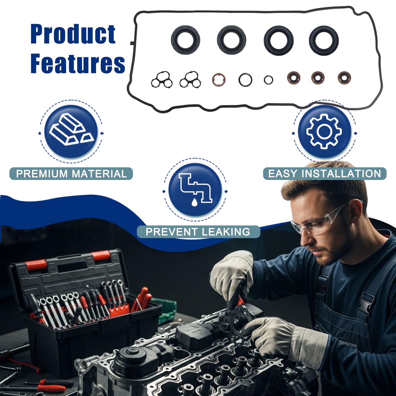 KERAIDMOTO valve cover gasket for Venza 2009-2016 helps seal in harsh conditions.