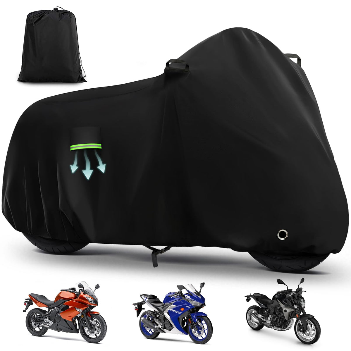 KERANTY Ninja 650 cover front view, all-weather protection for your motorcycle