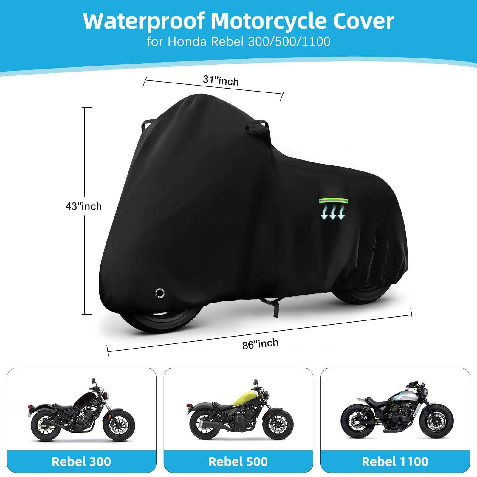 KERANTY Rebel cover side view with UV protection preserves paint during sun exposure