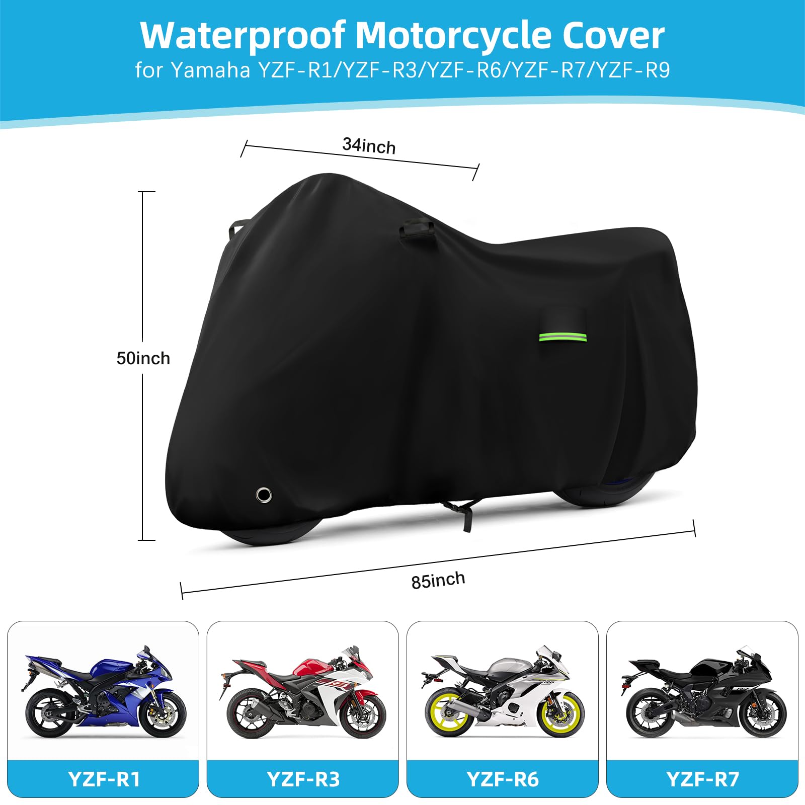KERANTY Yamaha YZF R3 cover, side view shows breathable vents