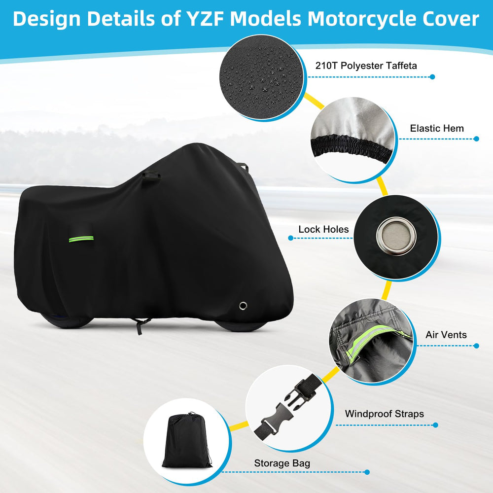 KERANTY YZF R7 cover detail with strap and anti-theft pockets