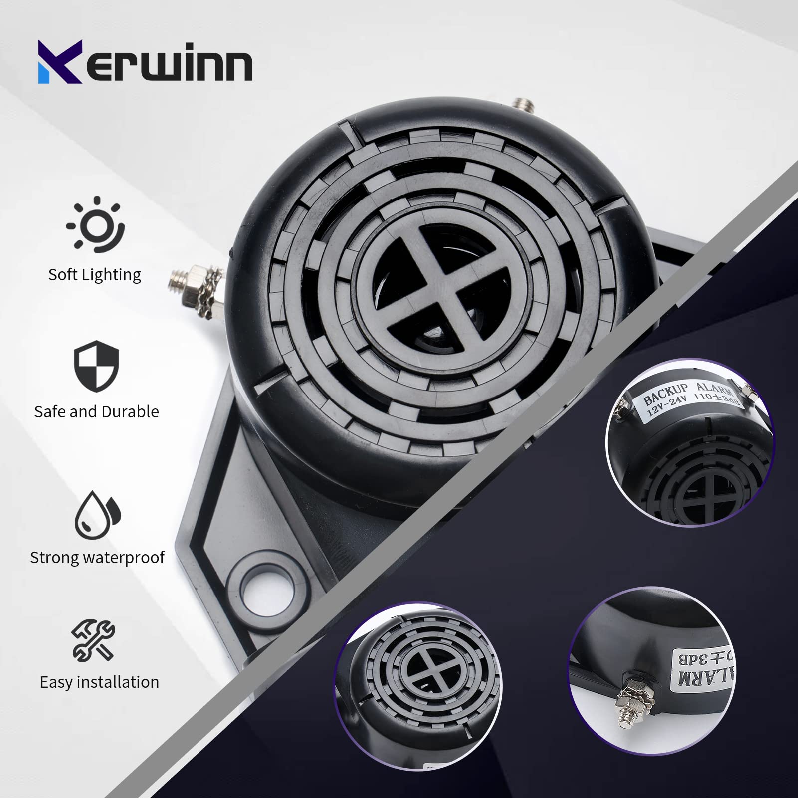 KERWINN alarm installs quickly on any vehicle position with included hardware.