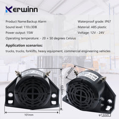 KERWINN backup alarm waterproof shell protects electronics in tough weather conditions.