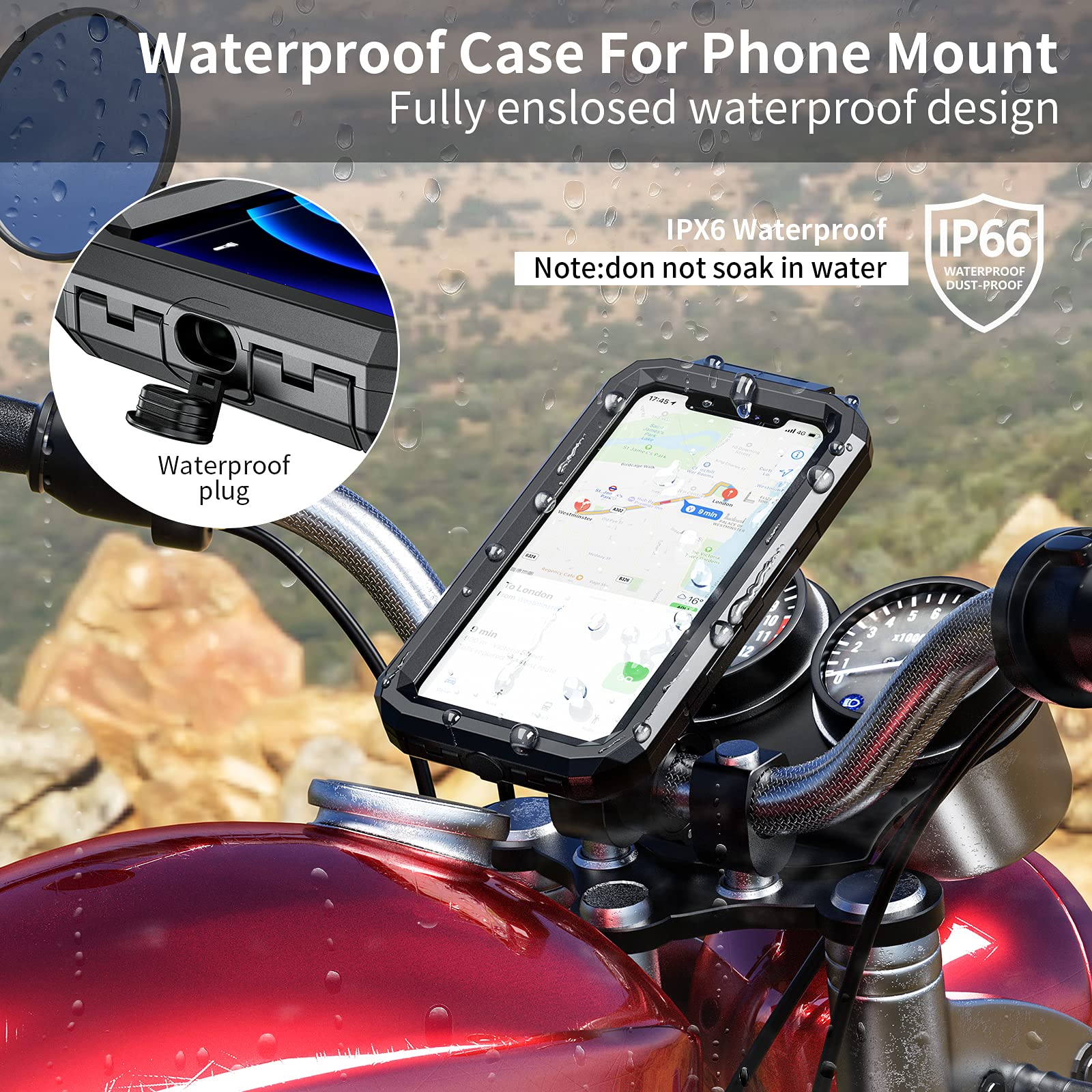 Kewig bike phone mount with touch-screen window enables screen access while riding