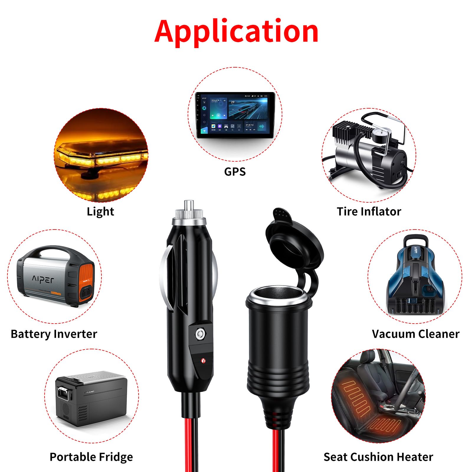 Kewig supports 12V-24V devices like fans and USB chargers.