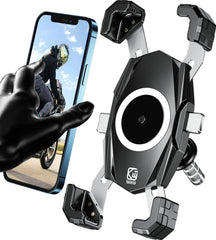 Kewig motorcycle fork stem phone mount assembly grips phones securely on uneven roads