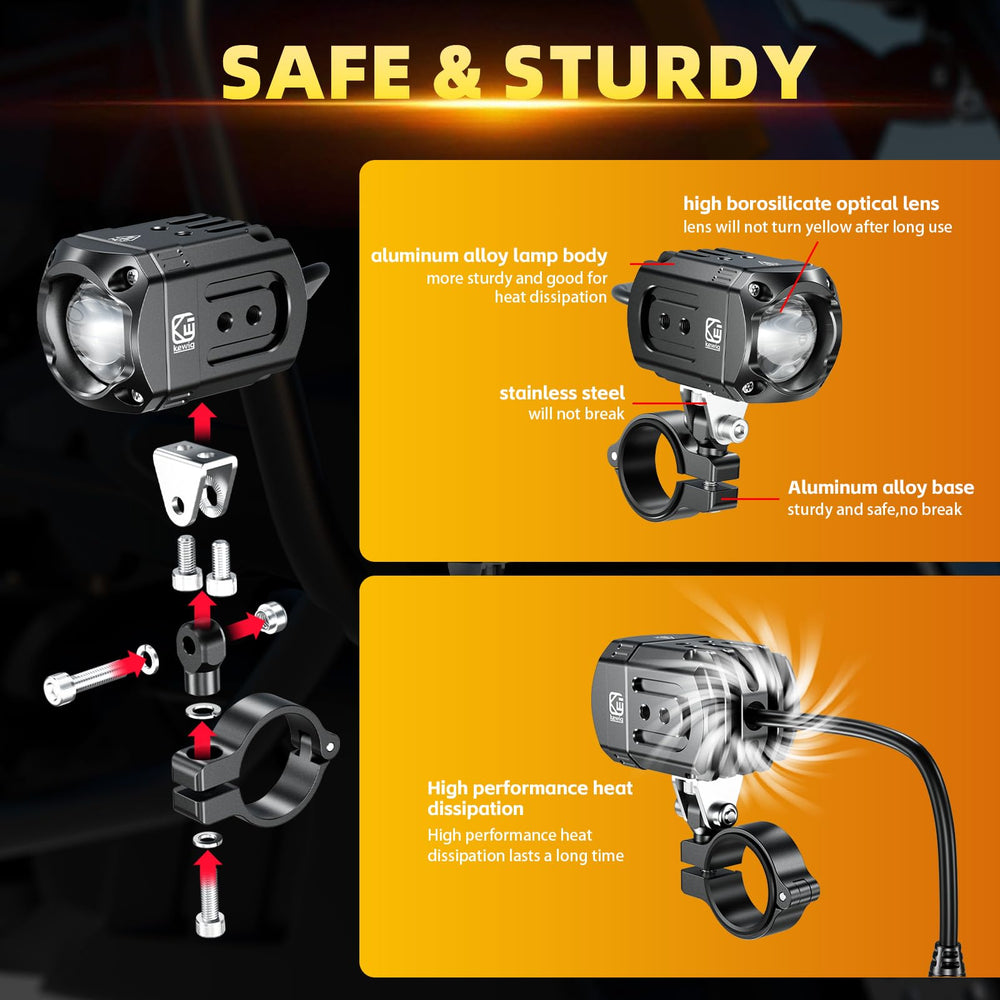 Kewig IP68 waterproof rating keeps lights functional in rain or snow