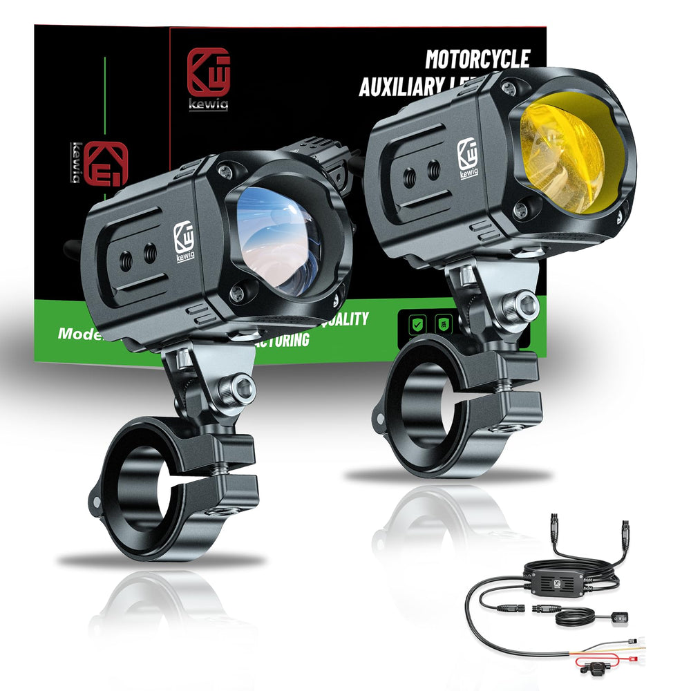 Kewig motorcycle LED light kit mount brackets for secure installation on most bikes.