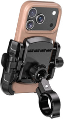 Kewig motorcycle phone mount with aluminum base for secure grip on rough roads.