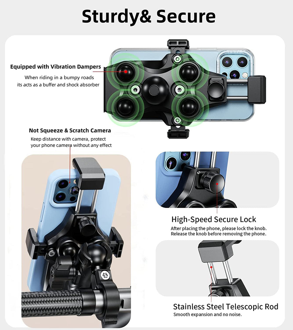 Kewig phone mount anti-shock design reduces road vibrations for smoother use