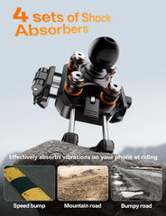 Kewig phone mount with vibration dampener reduces ride vibrations.