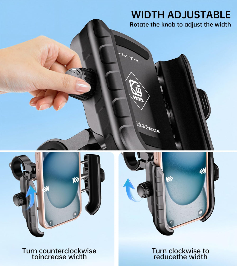 Kewig wide-compatibility holder fits 60-90 mm phone widths for multiple models.