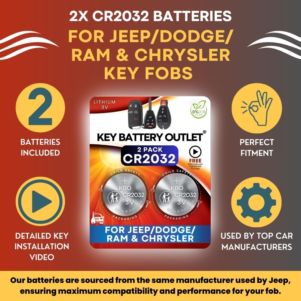 CR2032 fob battery for Dodge Caliber by Key Battery Outlet keeps remotes working