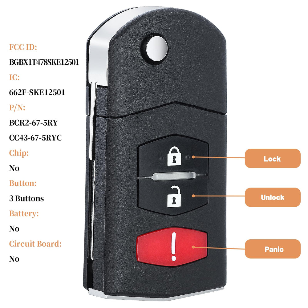 Keyecu 3-btn remote shell paired with Mazda, cost-effective repair option