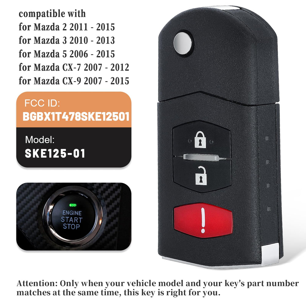 Keyecu blade-included Mazda shell for seamless key reuse