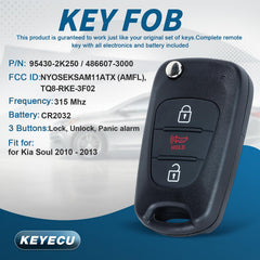 Keyecu Kia Soul remote back view with FCC ID label for quick checks.